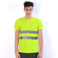 Camiseta de seguridad barata transpirable con dos tiras reflectantes